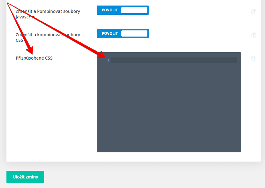 Místo pro vložení CSS kódu do vaší šablony DIVI