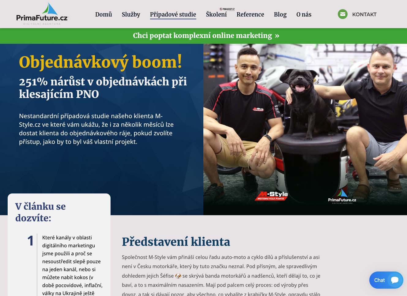 Ukázka webu Primafuture